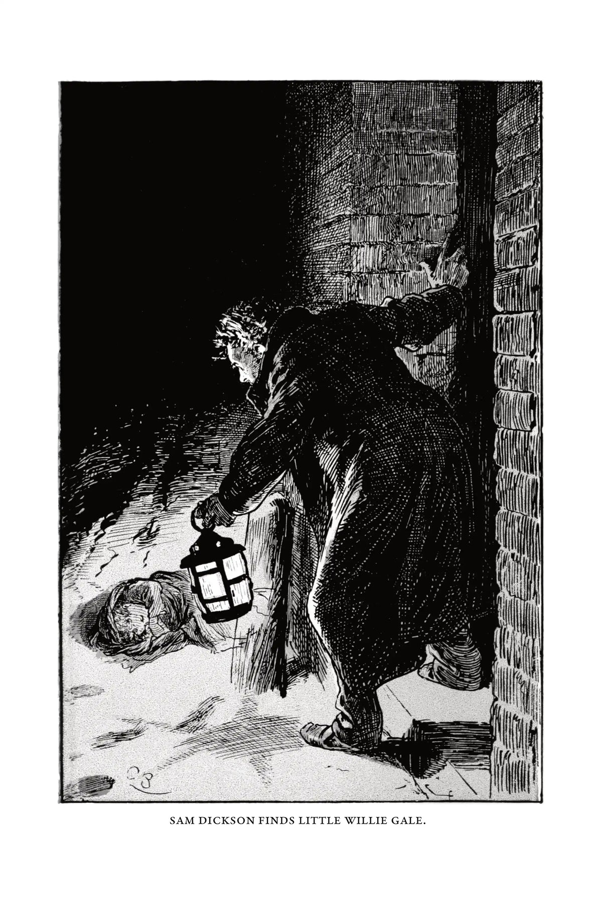 For Name and Fame by G. A. Henty — frontispiece, Sam Dickson finds little Willie Gale