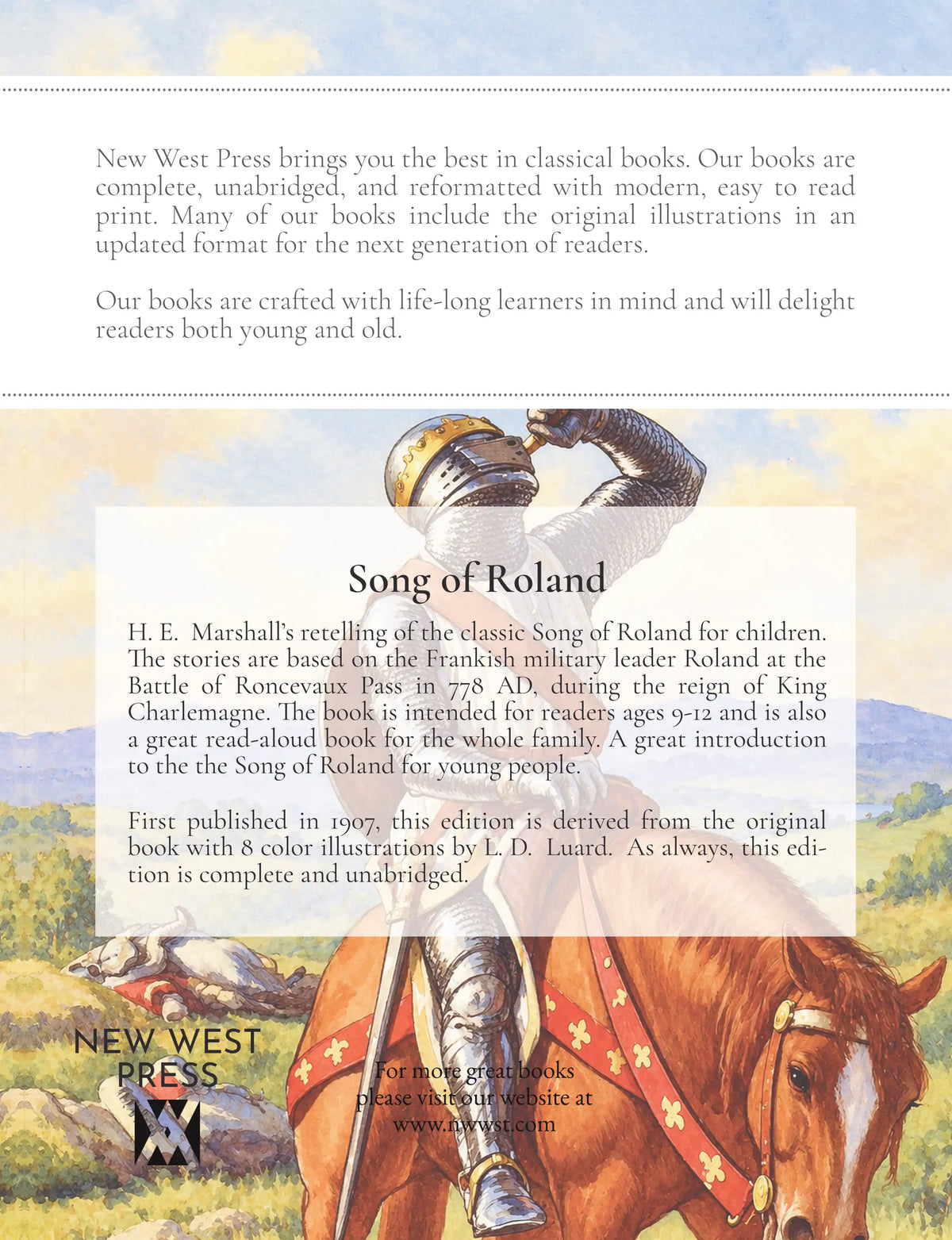 Stories of Roland by H. E. Marshall — Back cover