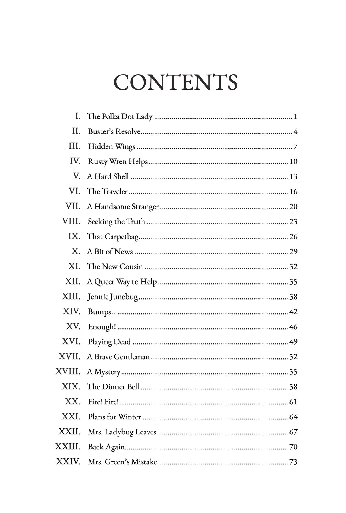The Tale of Mrs. Ladybug — Contents