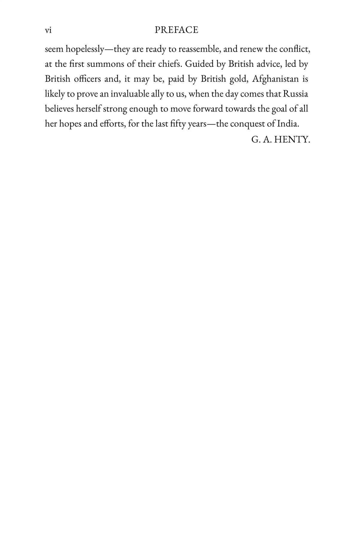 For Name and Fame by G. A. Henty — preface, second and final page