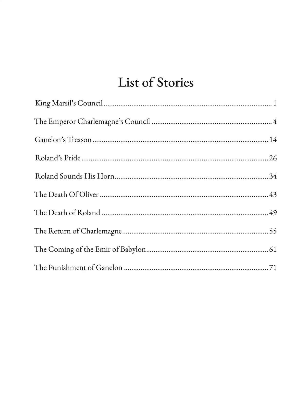 Stories of Roland by H. E. Marshall — List of stories