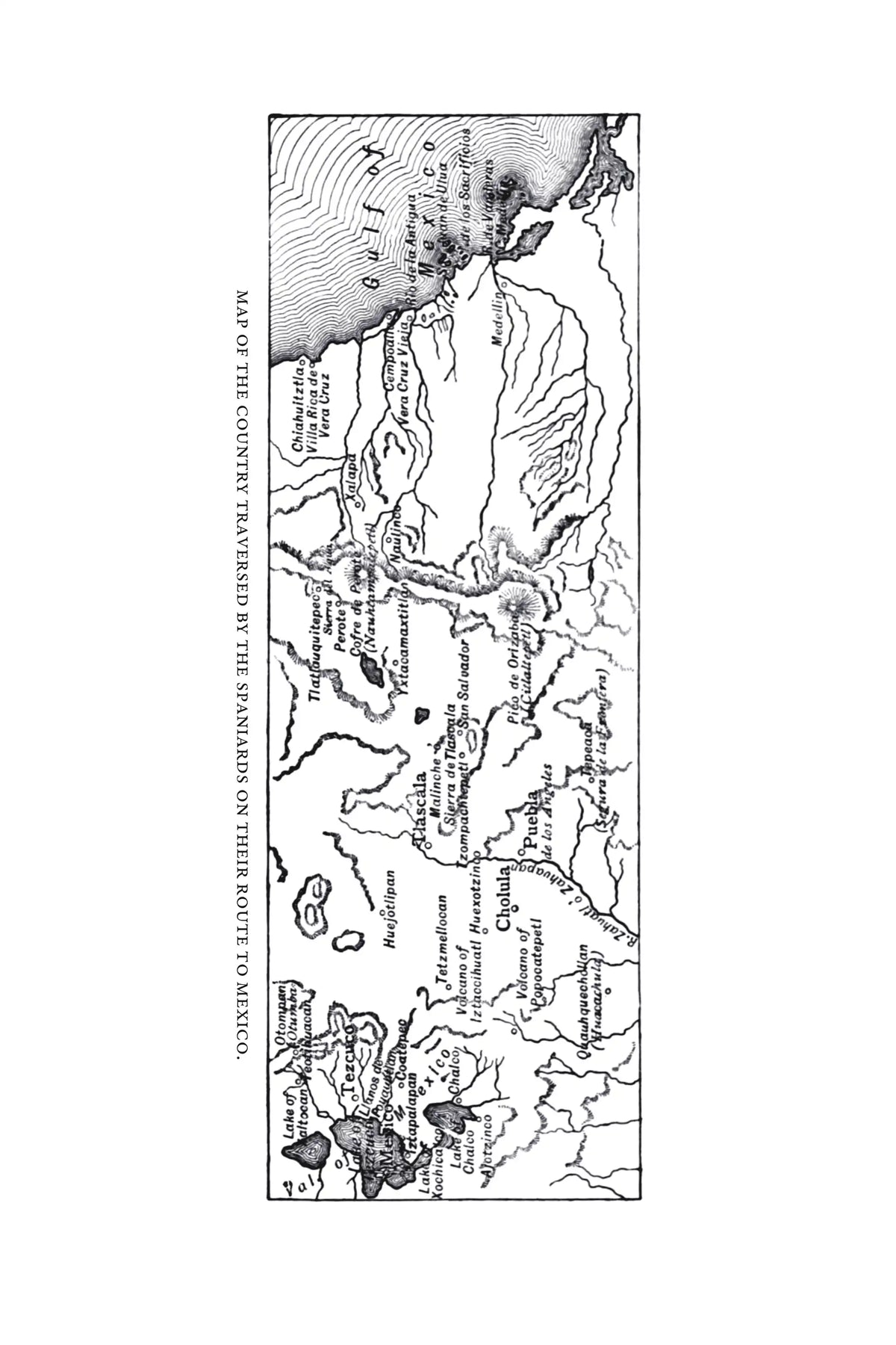 By Right of Conquest by G. A. Henty — Map of the country traversed by the Spaniards on their route to Mexico