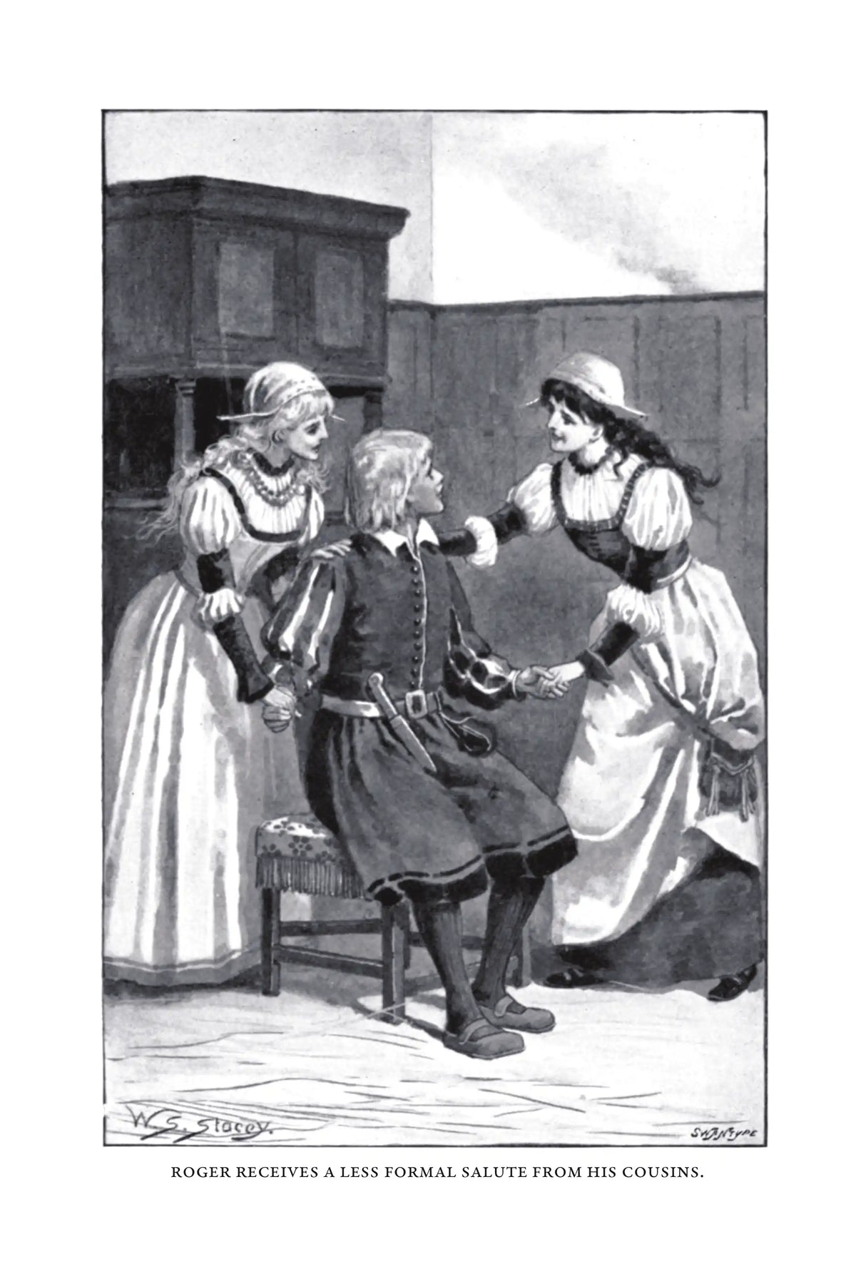 By Right of Conquest by G. A. Henty — Story page 5: Roger receives a less formal salute from his cousins