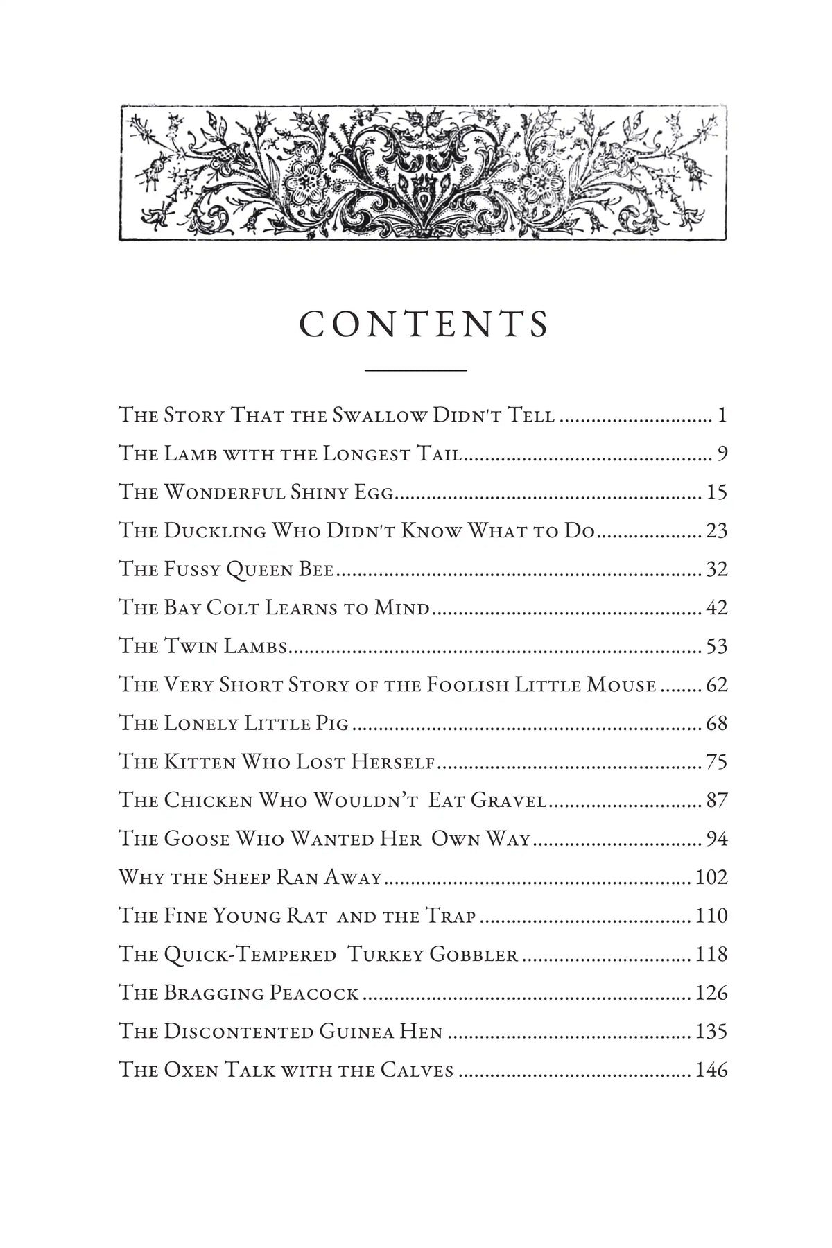 Among the Farmyard People — table of contents with updated page numbers