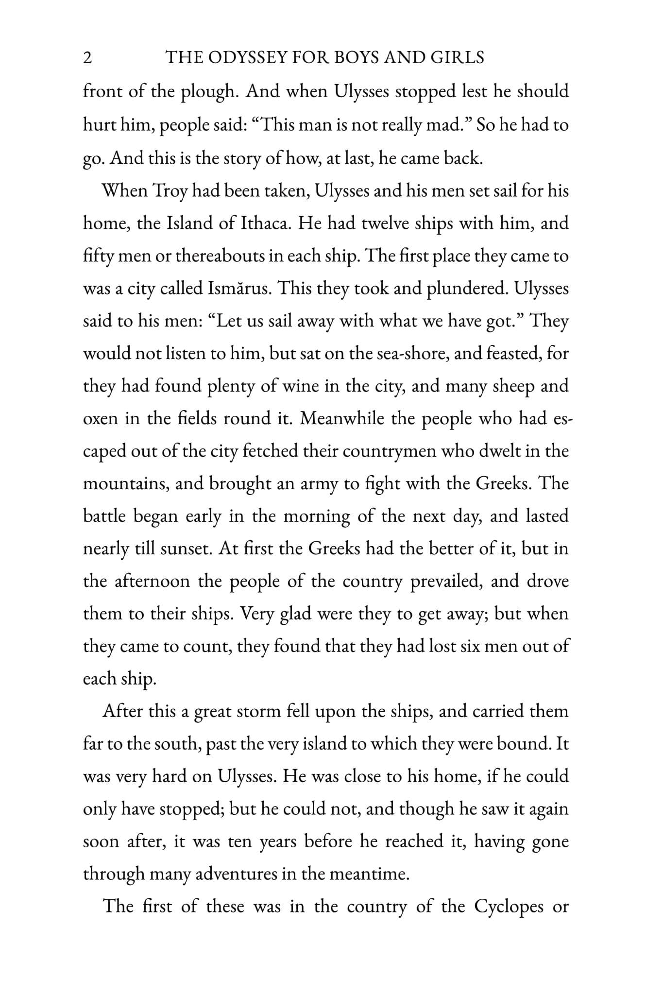 The Odyssey for Boys and Girls