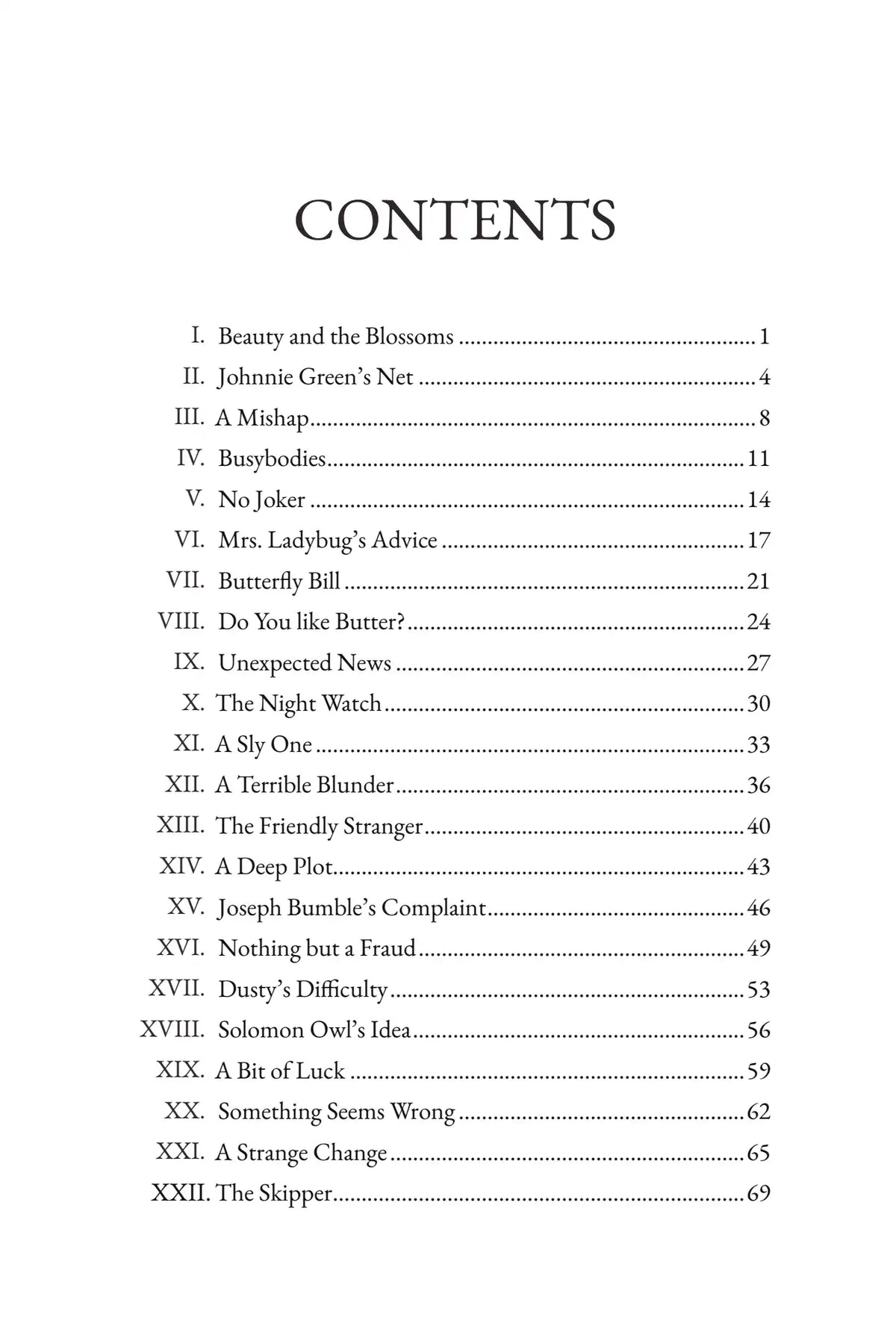 The Tale of Betsy Butterfly — contents