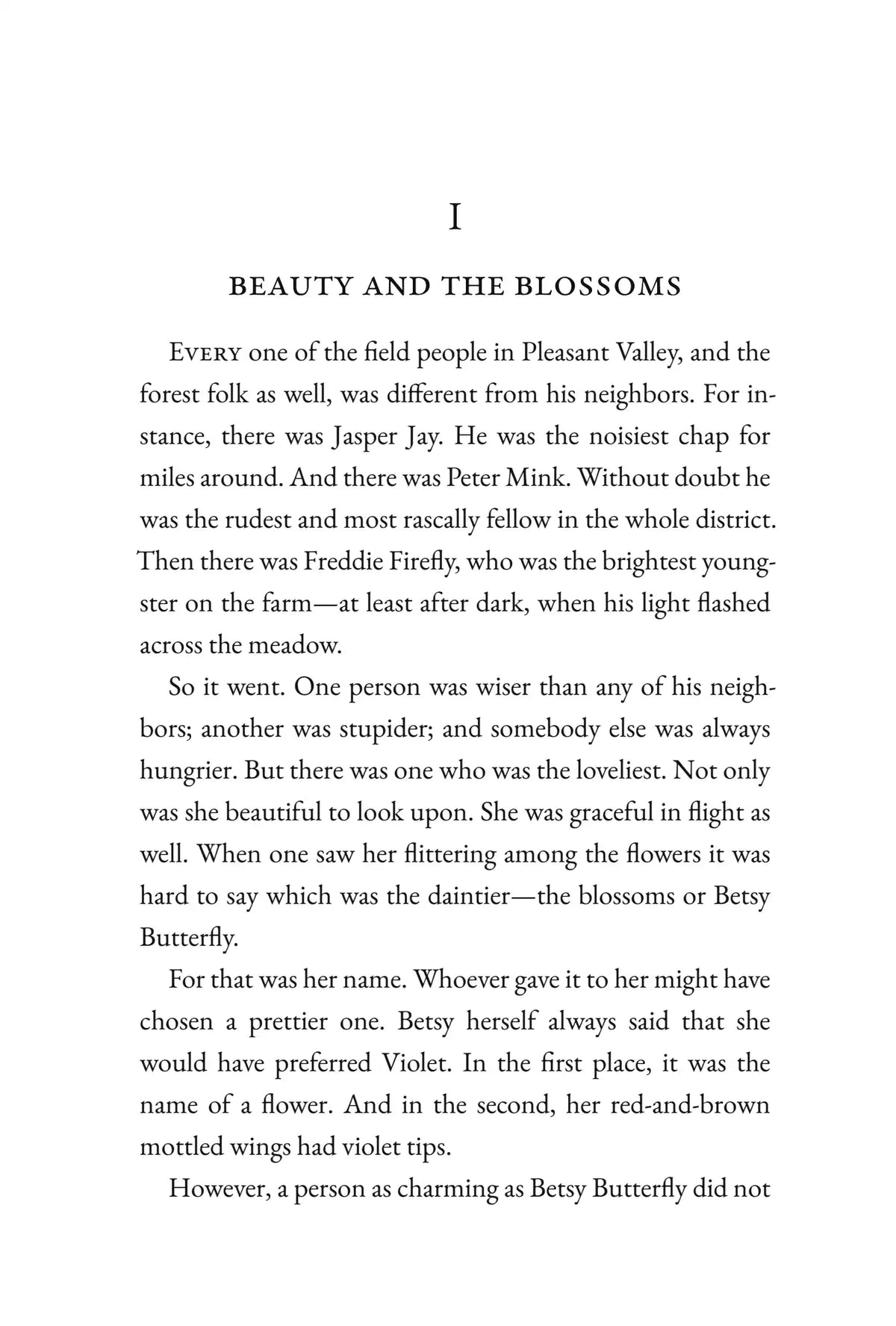 The Tale of Betsy Butterfly — printed story page 1
