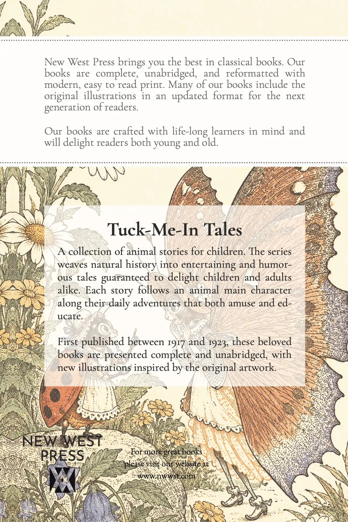 Back cover of The Tale of Betsy Butterfly — Tuck-Me-In Tales
