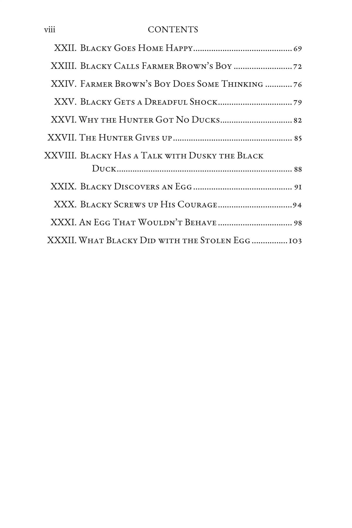Blacky the Crow — table of contents, page 2
