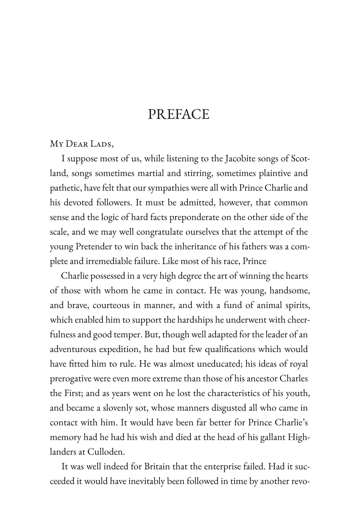 Bonnie Prince Charlie — preface 1