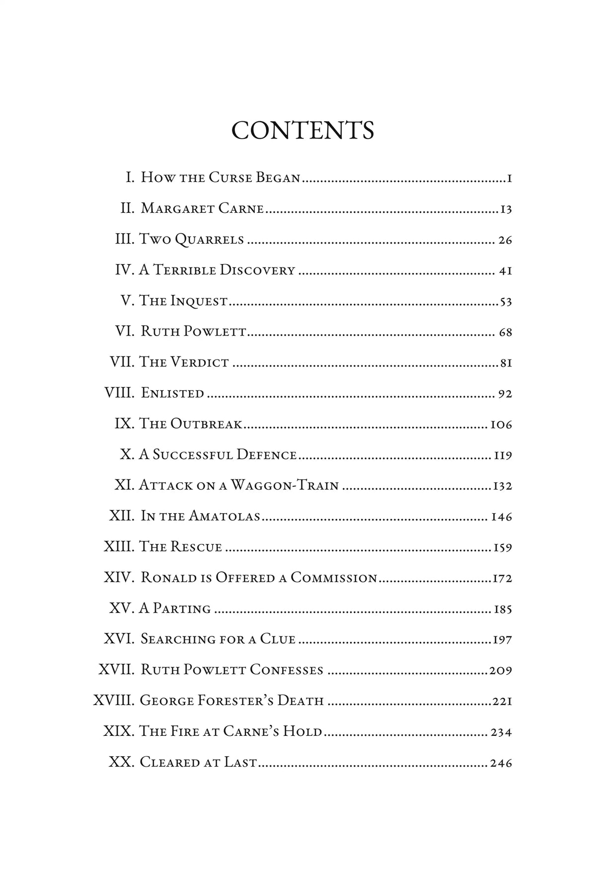 The Curse of Carne's Hold by G. A. Henty: complete table of contents