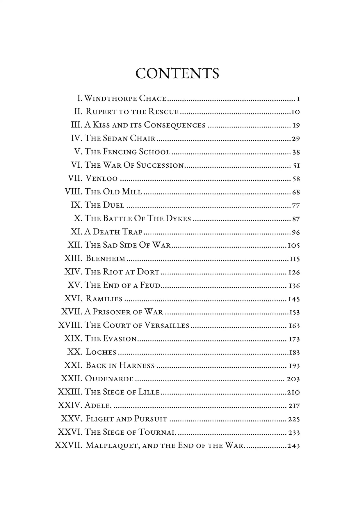 The Cornet of Horse — table of contents