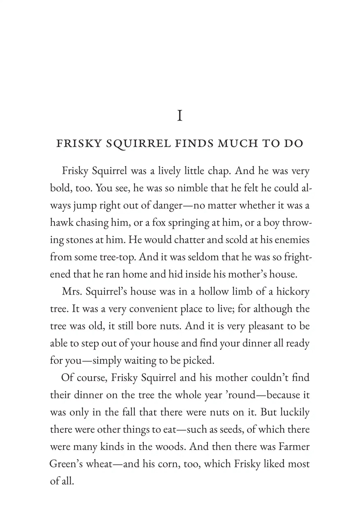 The Tale of Frisky Squirrel — story page 1