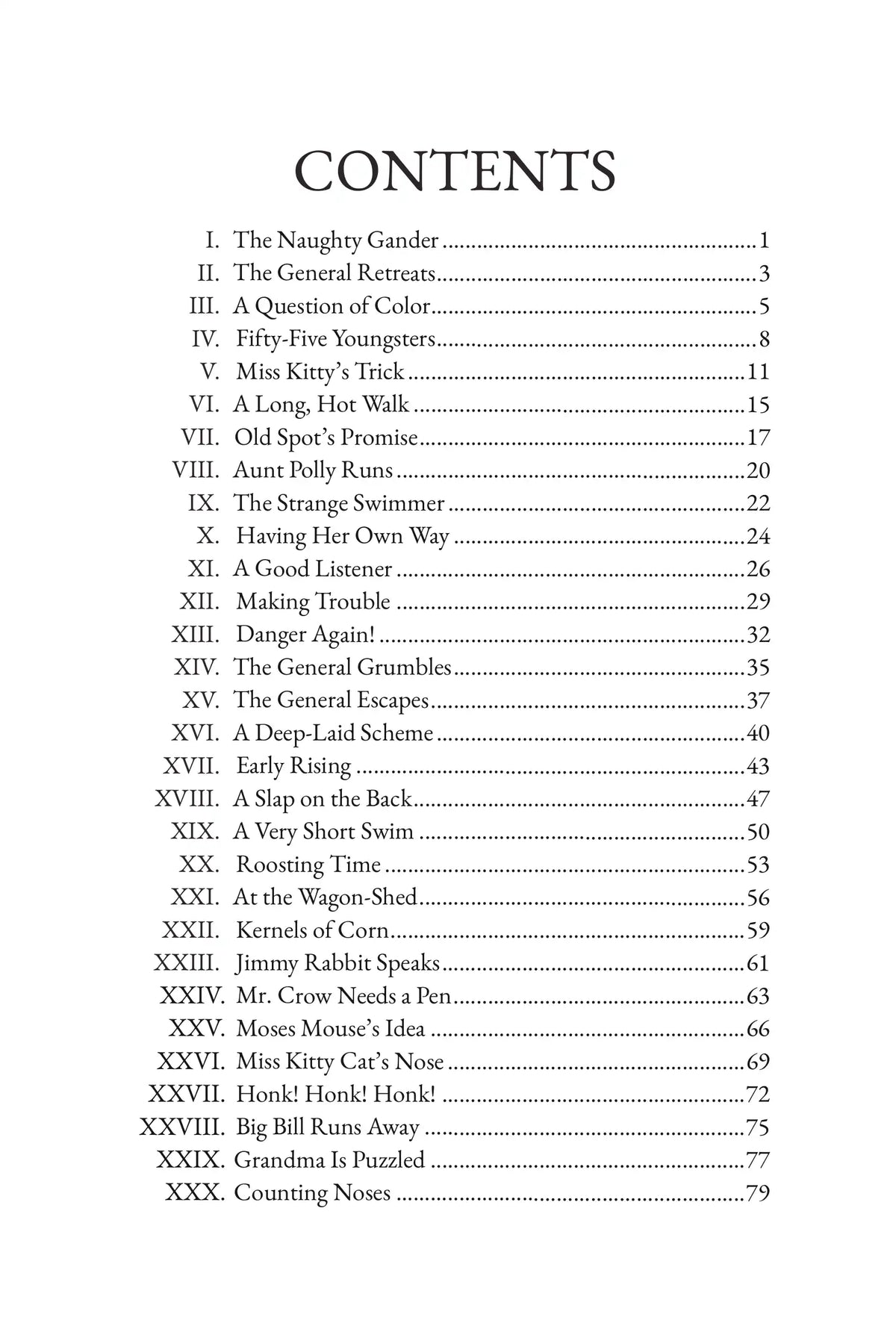 The Tale of Grandma Goose — table of contents
