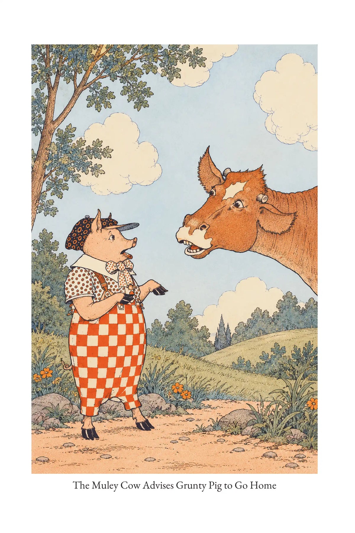 The Muley Cow Advises Grunty Pig to Go Home — full illustration page from The Tale of Grunty Pig