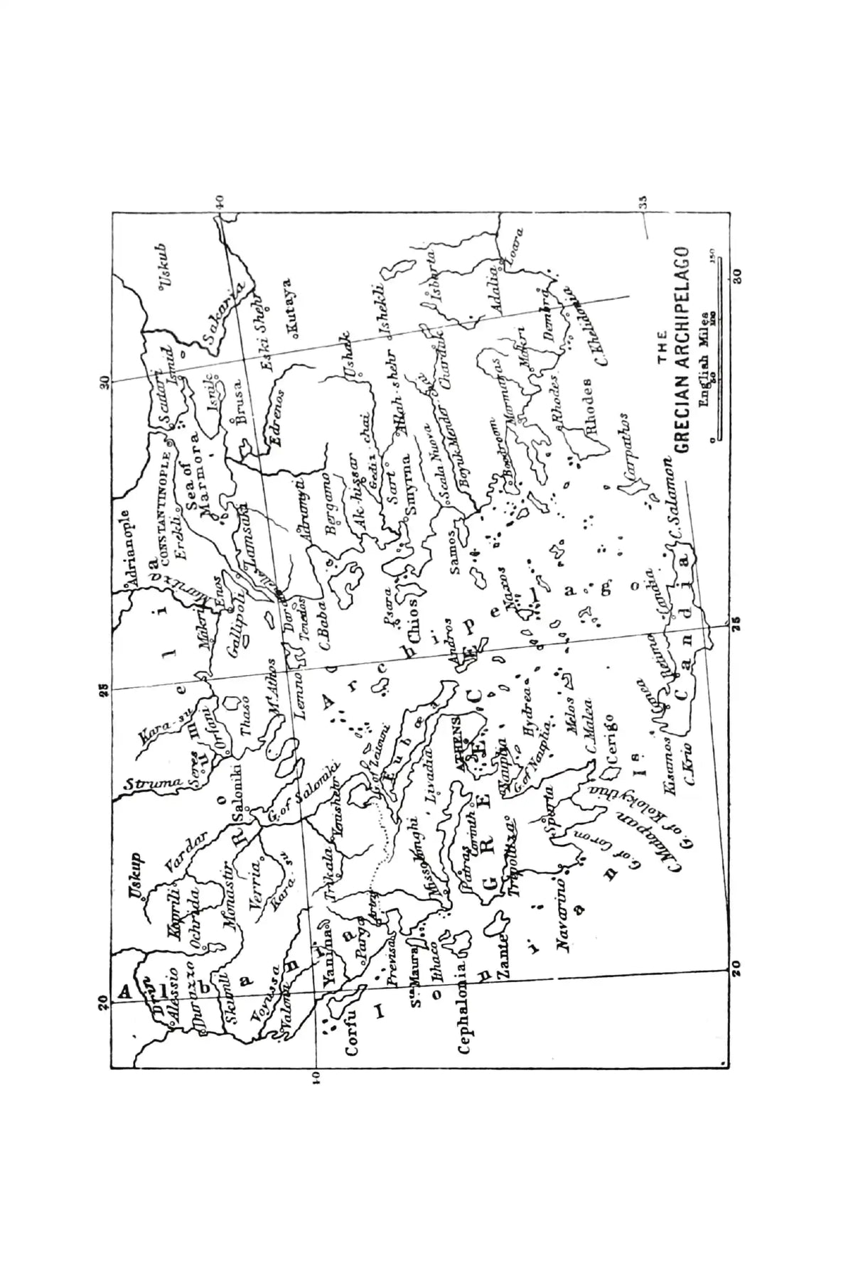 In Greek Waters by G. A. Henty — map of the Grecian archipelago