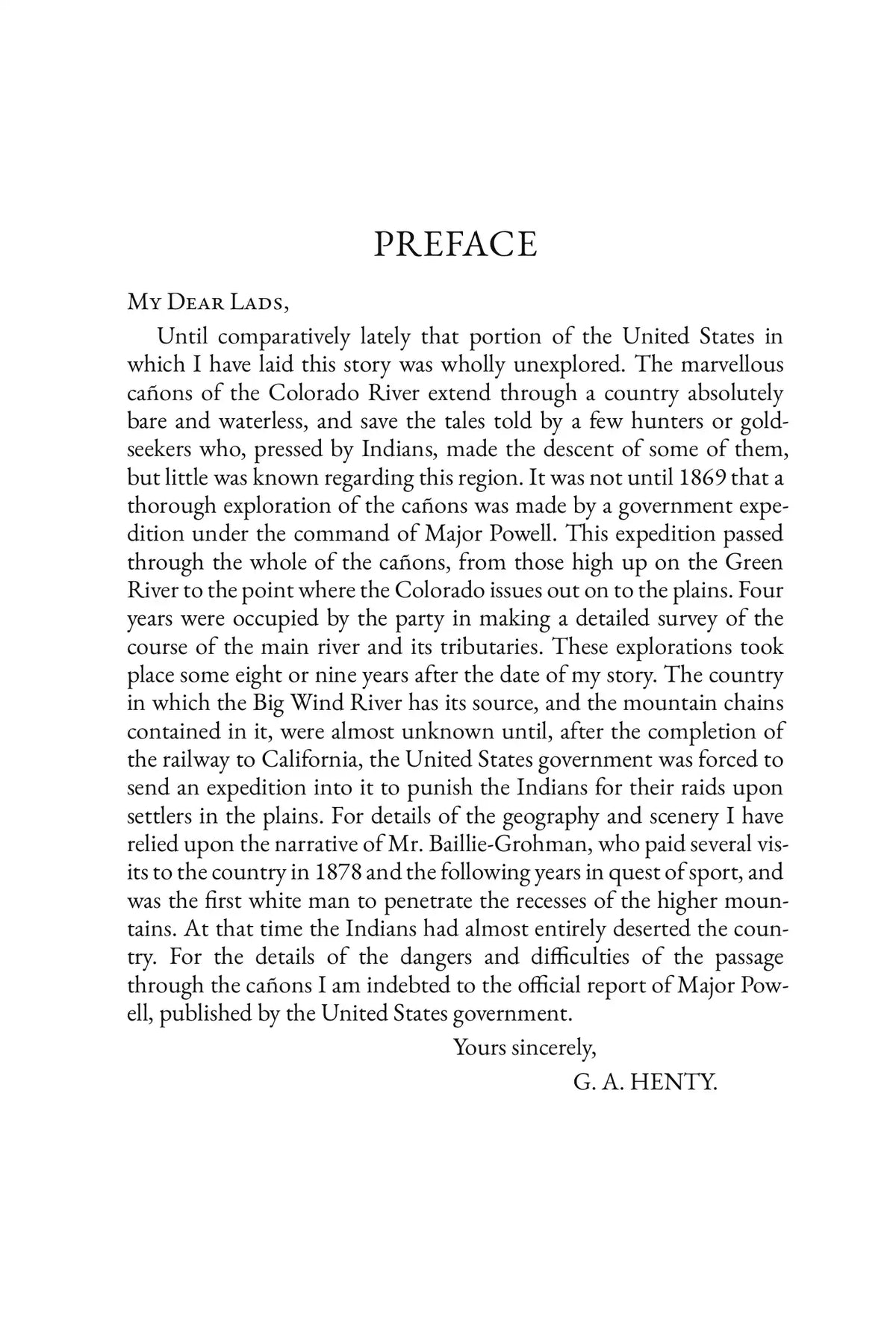 In the Heart of the Rockies by G. A. Henty — complete preface