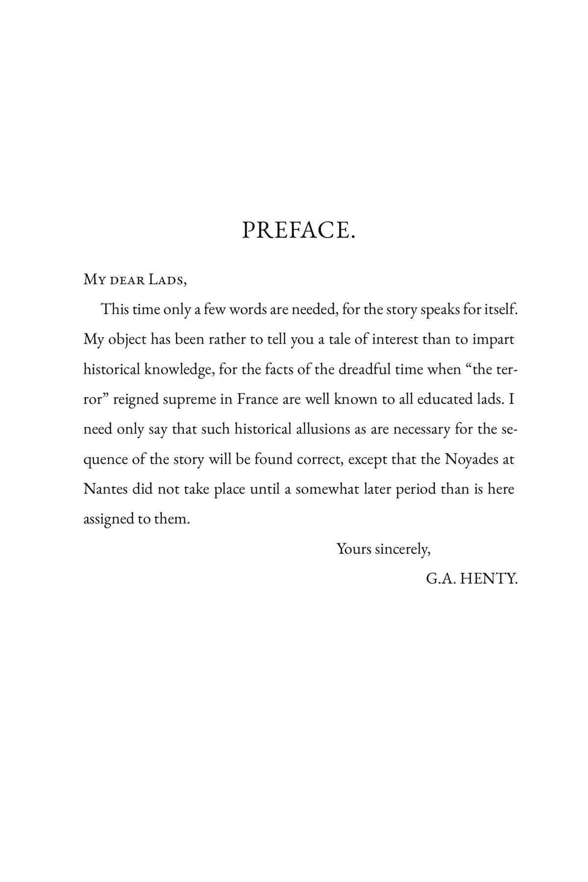 In the Reign of Terror by G. A. Henty — complete preface