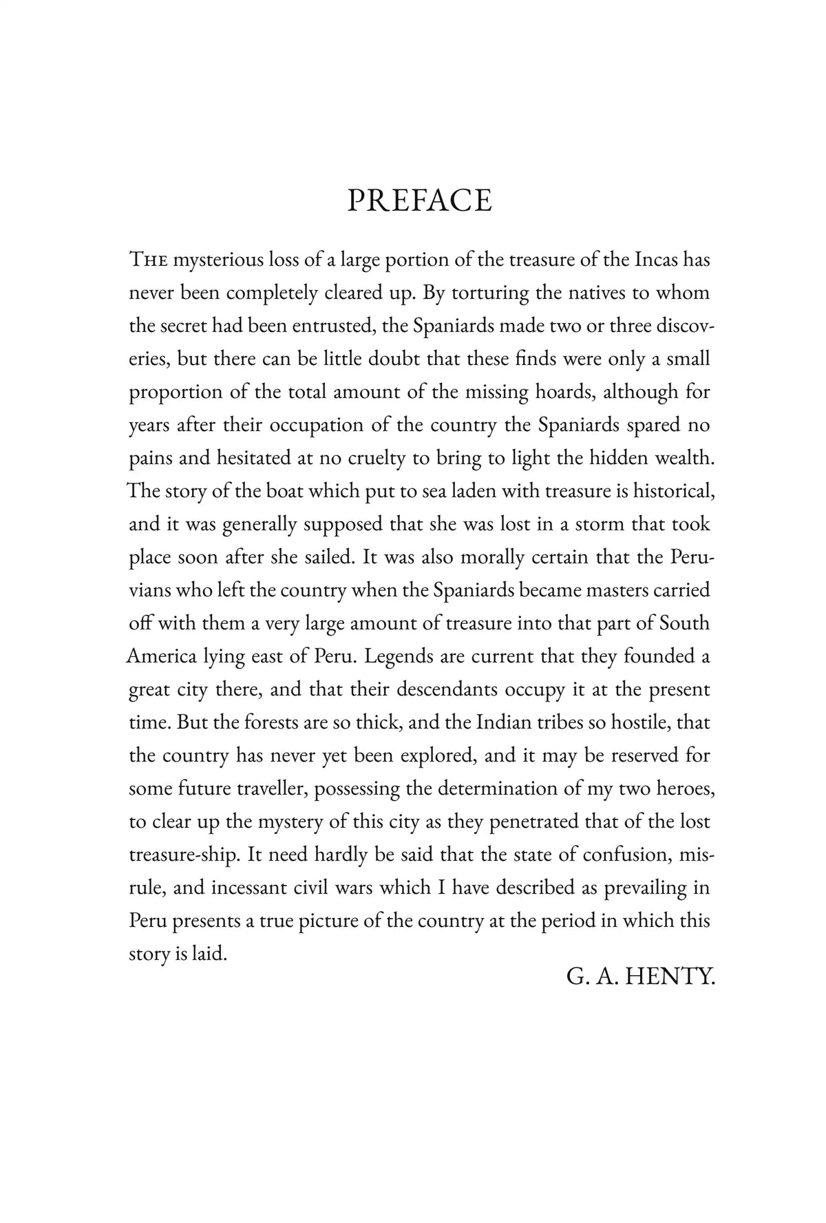 The Treasure of the Incas — preface, page 1