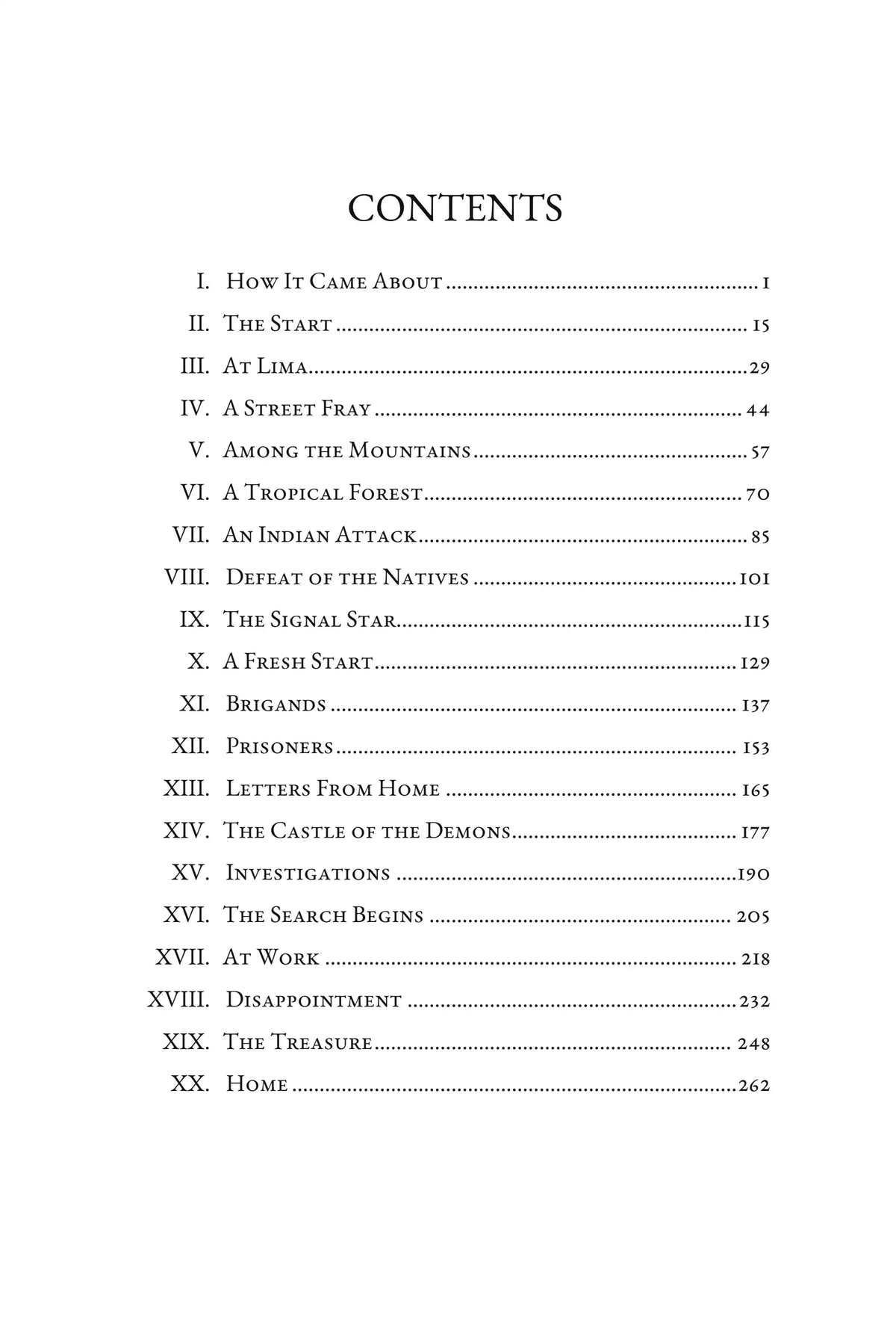 The Treasure of the Incas — contents