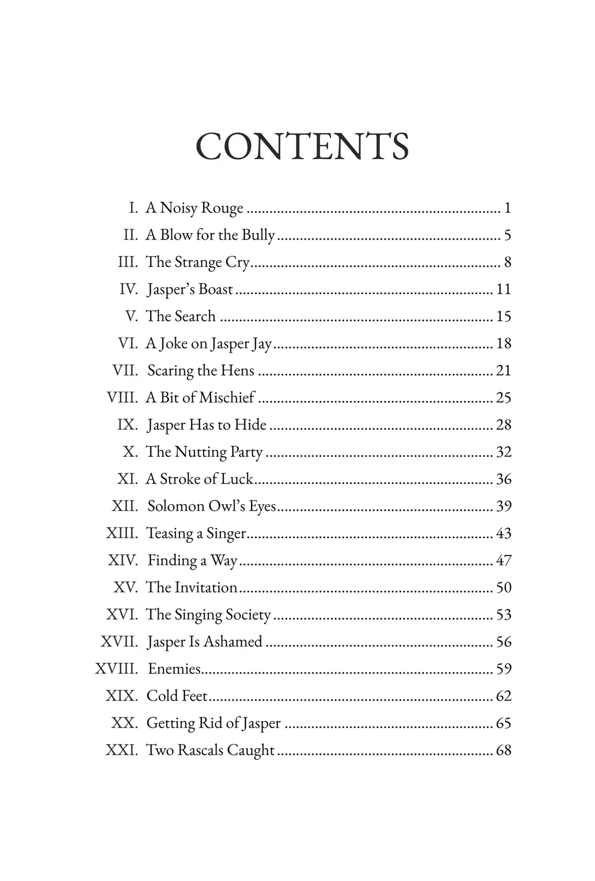The Tale of Jasper Jay — contents