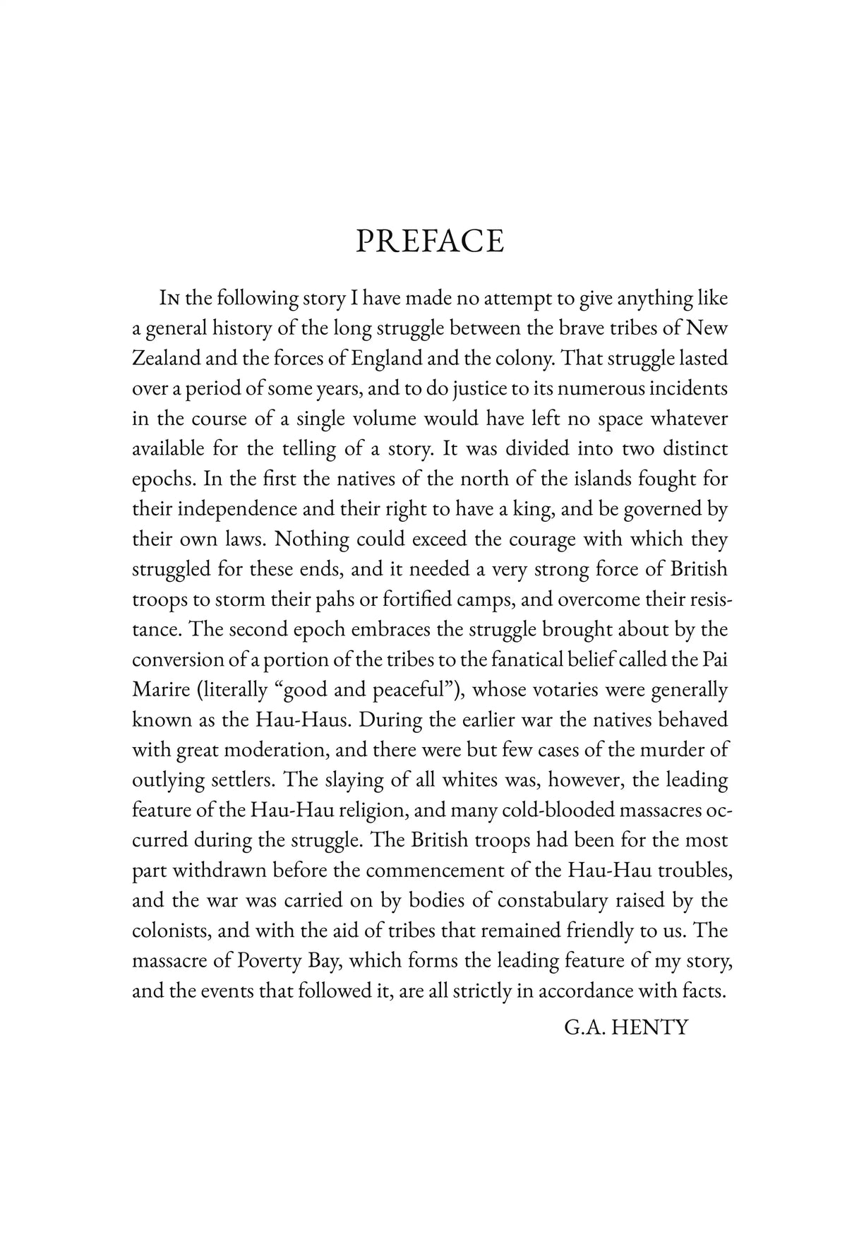 Maori and Settler by G. A. Henty — preface