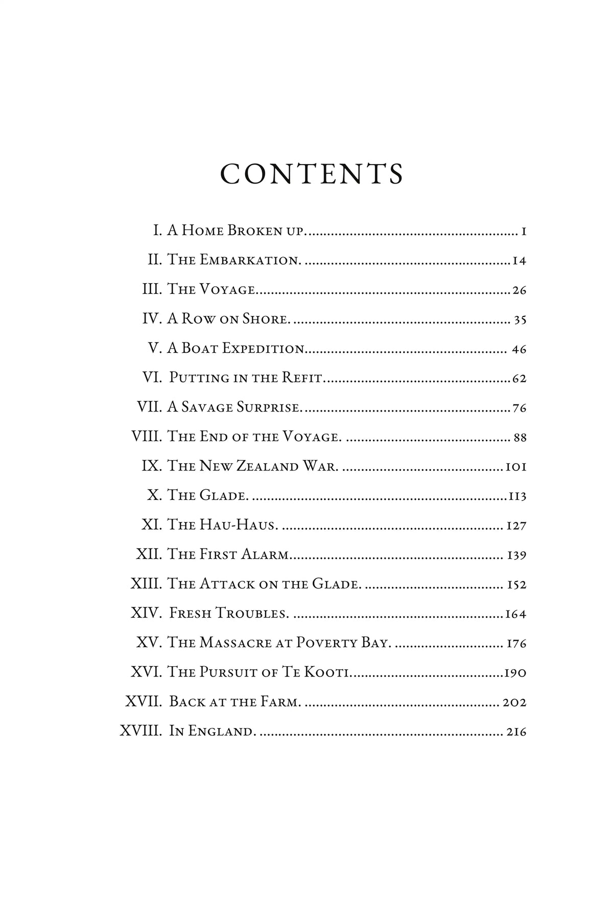 Maori and Settler by G. A. Henty — contents