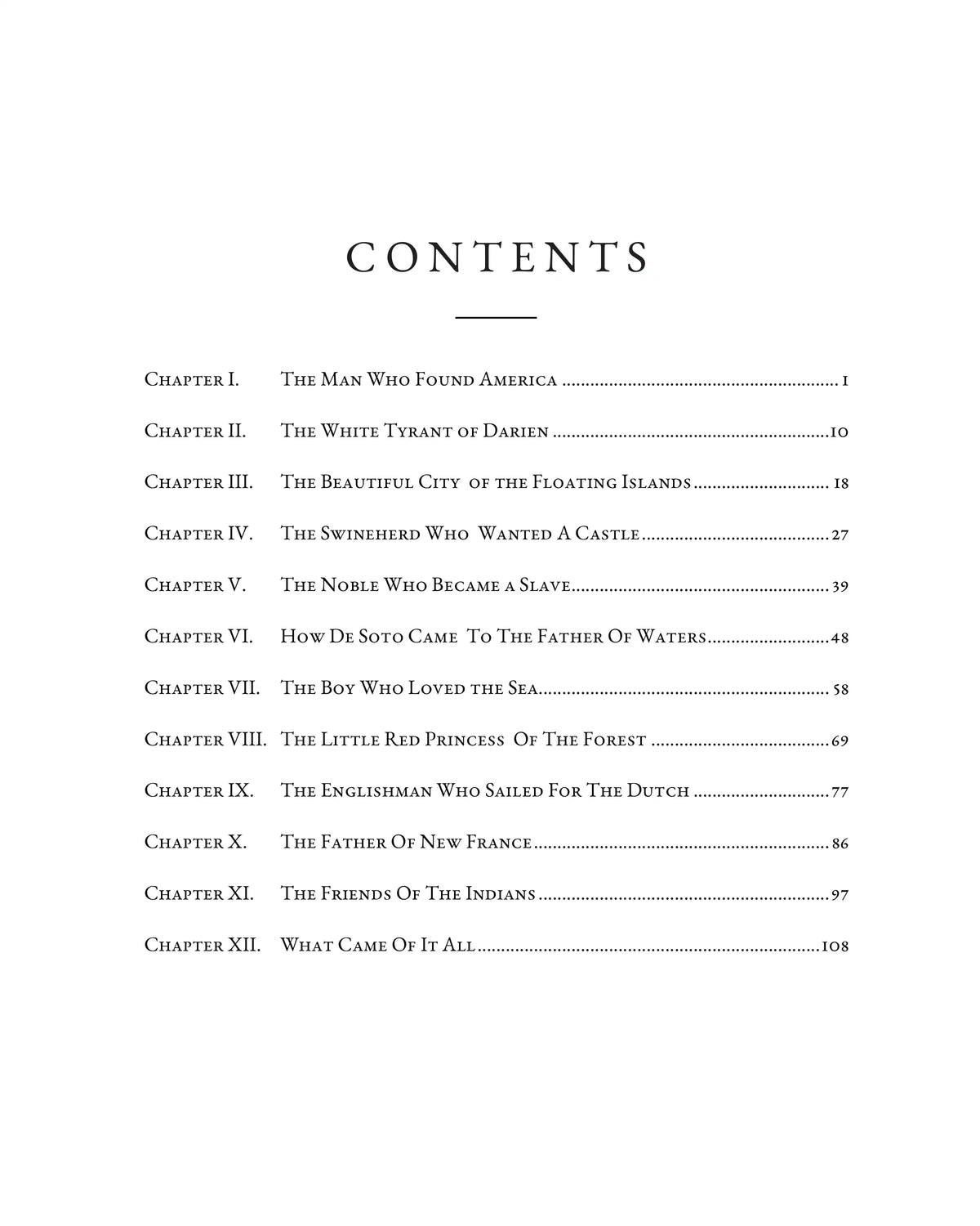 The Men Who Found America — table of contents
