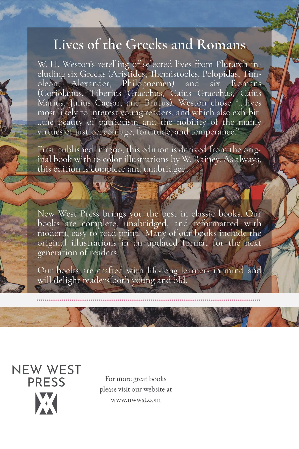 Back cover of Plutarch’s Lives for Boys and Girls by W. H. Weston