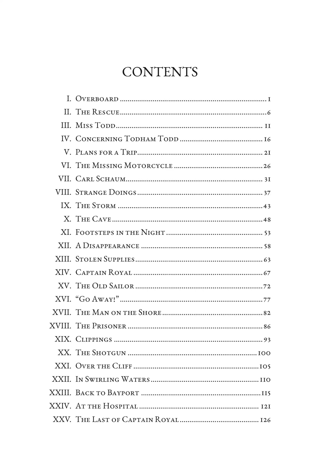 The Secret of the Caves — contents