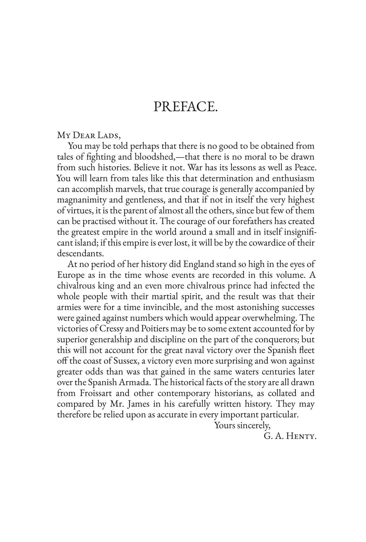 St. George for England by G. A. Henty — preface 1