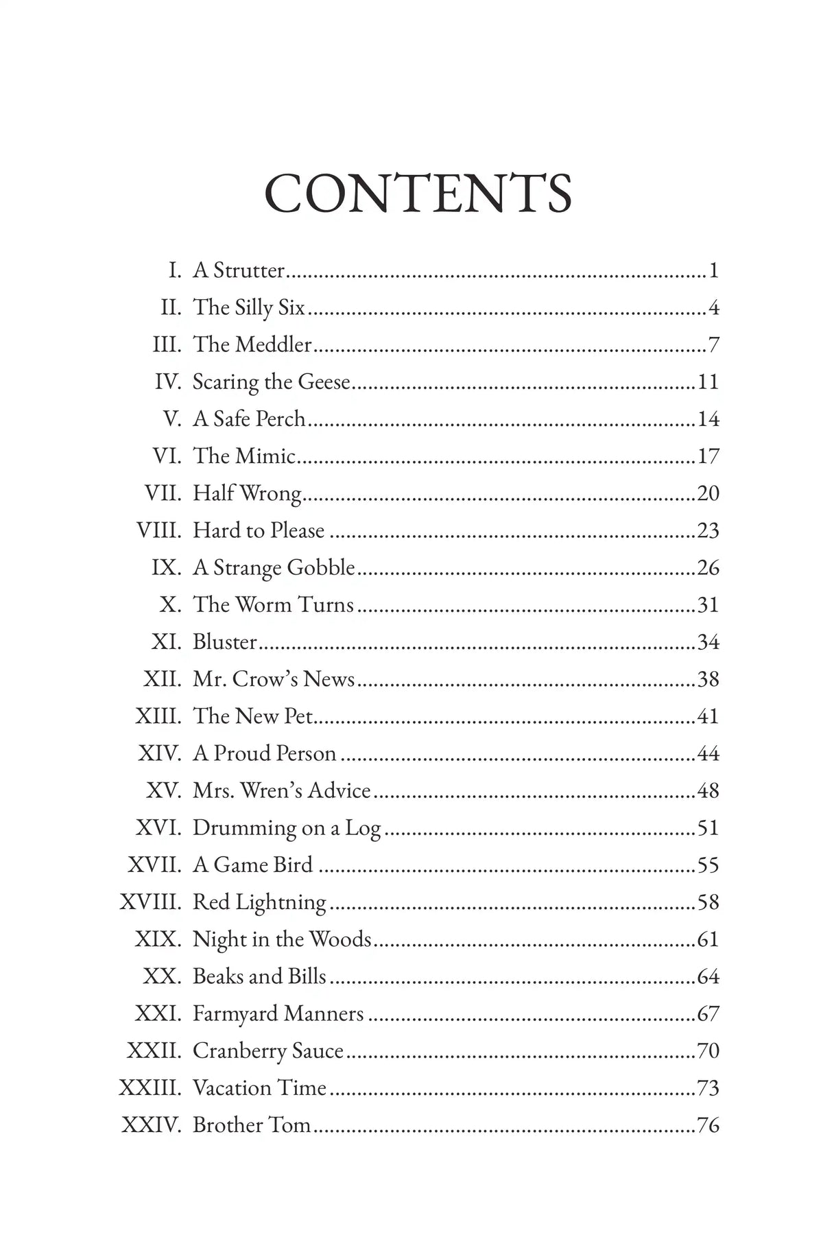 The Tale of Turkey Proudfoot — contents